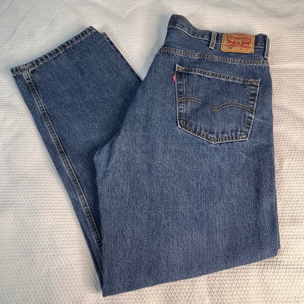 Levis 550 Relaxed Fit Tapered Leg Blue Denim‎ Jeans Mens 46x36 Medium Wash Tall